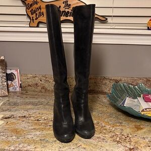 Black Knee-High Leather Boots